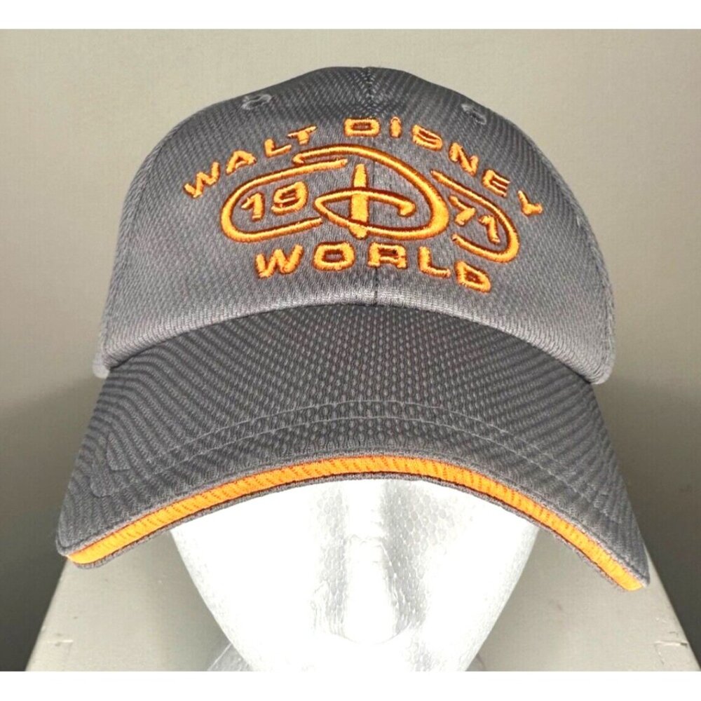Disney Parks Hat Cap Walt Disney World 1971 Adult Size Adjustable Gray Orange
